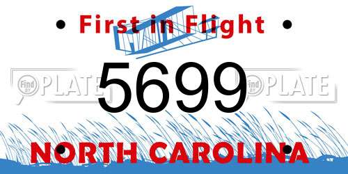 5699 North Carolina License Plate