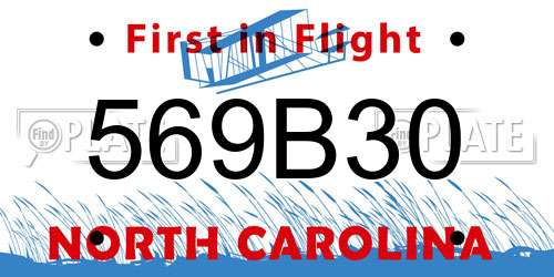569B30 North Carolina License Plate