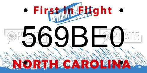 569BE0 North Carolina License Plate