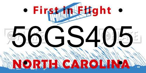 56GS405 North Carolina License Plate