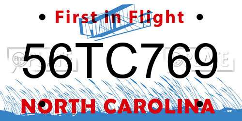 56TC769 North Carolina License Plate