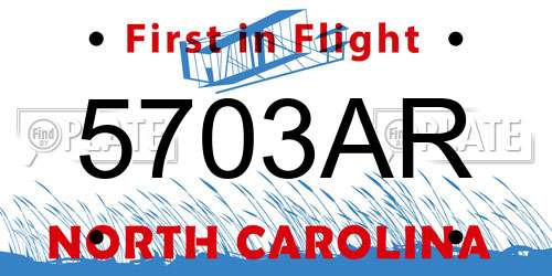 5703AR North Carolina License Plate