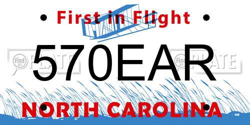 570EAR North Carolina License Plate