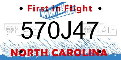 570J47 North Carolina License Plate