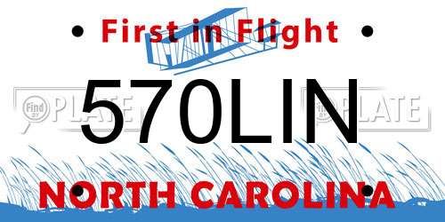 570LIN North Carolina License Plate