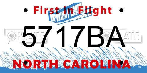 5717BA North Carolina License Plate