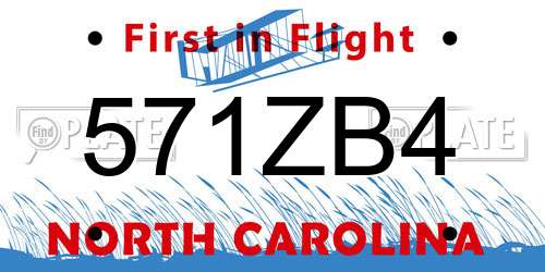 571ZB4 North Carolina License Plate