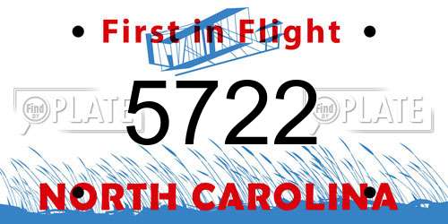 5722 North Carolina License Plate