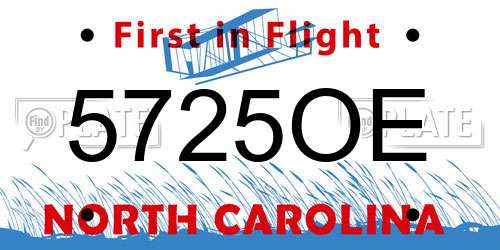 5725OE North Carolina License Plate
