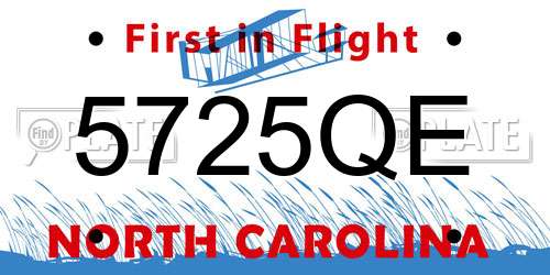 5725QE North Carolina License Plate