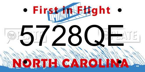5728QE North Carolina License Plate