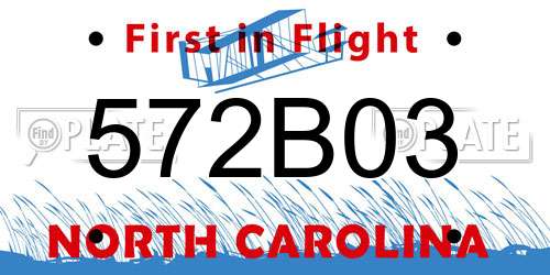 572B03 North Carolina License Plate