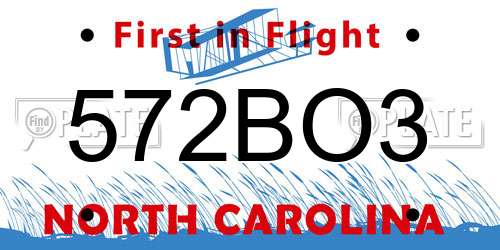 572BO3 North Carolina License Plate