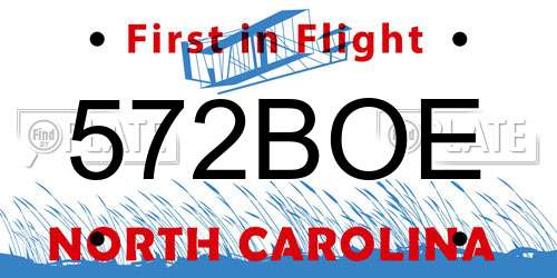 572BOE North Carolina License Plate