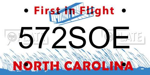 572SOE North Carolina License Plate