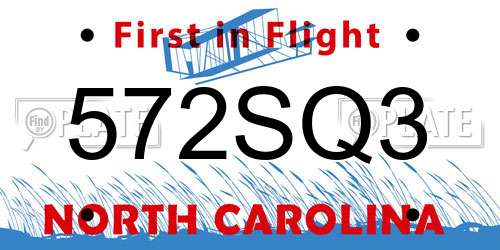 572SQ3 North Carolina License Plate