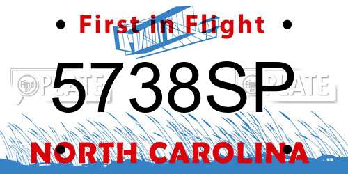 5738SP North Carolina License Plate