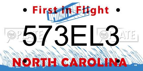 573EL3 North Carolina License Plate