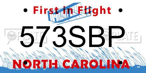 573SBP North Carolina License Plate