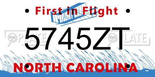 5745ZT North Carolina License Plate