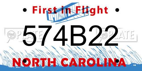 574B22 North Carolina License Plate
