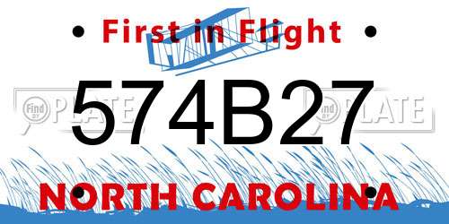 574B27 North Carolina License Plate