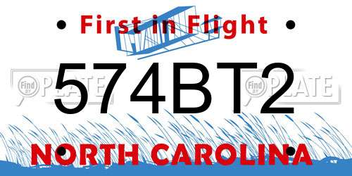574BT2 North Carolina License Plate