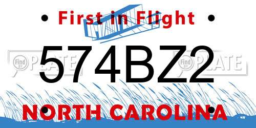 574BZ2 North Carolina License Plate