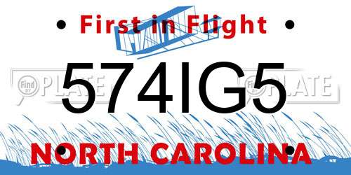 574IG5 North Carolina License Plate