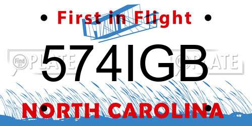 574IGB North Carolina License Plate