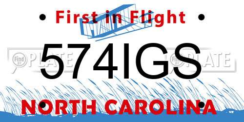 574IGS North Carolina License Plate