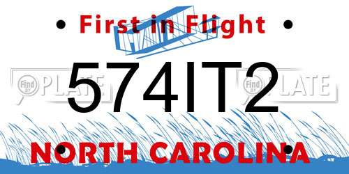 574IT2 North Carolina License Plate