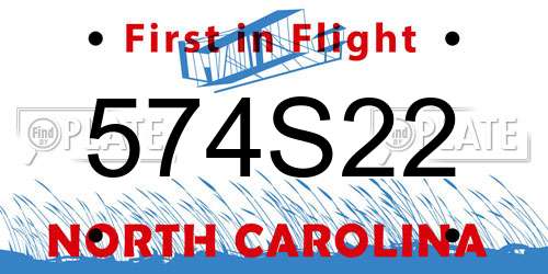 574S22 North Carolina License Plate