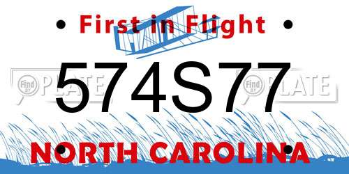 574S77 North Carolina License Plate
