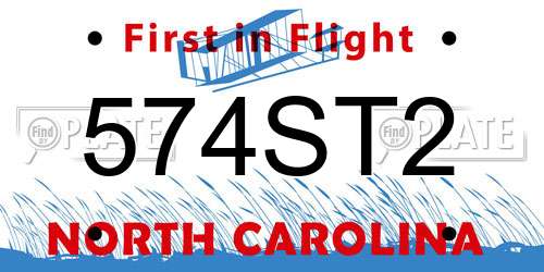 574ST2 North Carolina License Plate