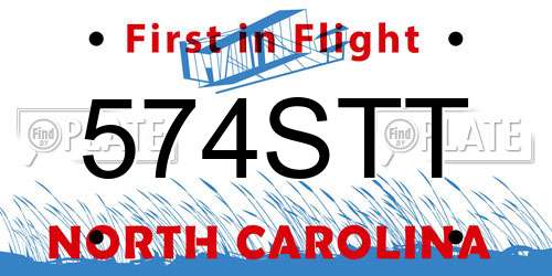 574STT North Carolina License Plate