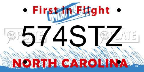 574STZ North Carolina License Plate