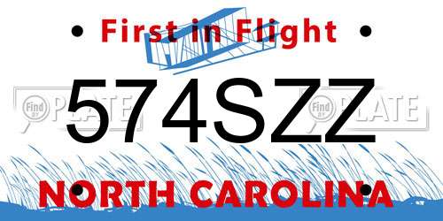 574SZZ North Carolina License Plate