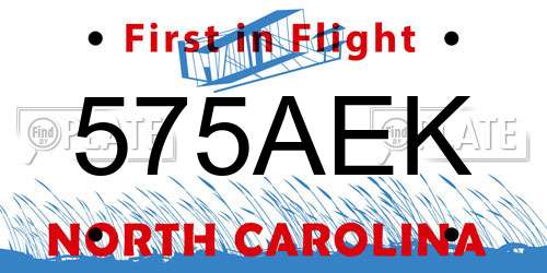 575AEK North Carolina License Plate