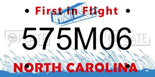575M06 North Carolina License Plate