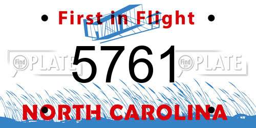 5761 North Carolina License Plate