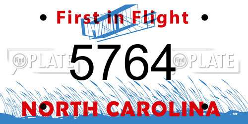 5764 North Carolina License Plate