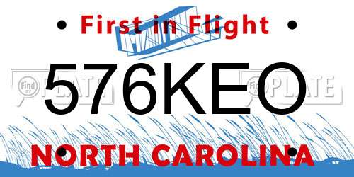 576KEO North Carolina License Plate
