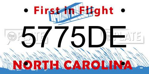 5775DE North Carolina License Plate