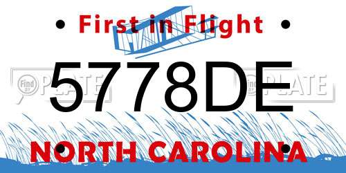 5778DE North Carolina License Plate