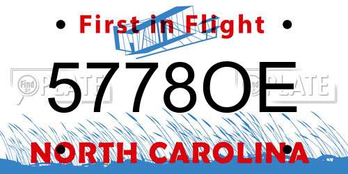 5778OE North Carolina License Plate
