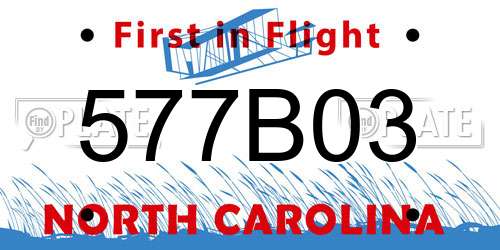 577B03 North Carolina License Plate