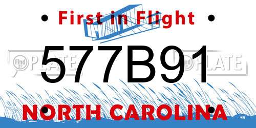 577B91 North Carolina License Plate