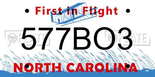 577BO3 North Carolina License Plate