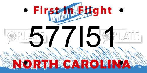 577I51 North Carolina License Plate